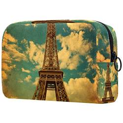 Kosmetische Reisetaschen, Make-up-Koffer, Make-up-Tasche für ToilettenartikelPariser Eiffelturm im Vintage Stil von TBOUOBT
