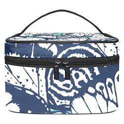 Kosmetische Reisetaschen, Make-up-Koffer, Make-up-Tasche für ToilettenartikelRetro Blaue Schmetterlings Kunst von TBOUOBT