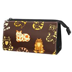 Make-up-Tasche Reißverschlusstasche Reise-Kosmetik-Organizer für Frauen und MädchenCartoon Tiere orange Katzen von TBOUOBT