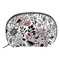 Make-up-Tasche Reißverschlusstasche Reise-Kosmetik-Organizer für Frauen und MädchenKarikatur Vogel Blumen Frühling schön von TBOUOBT