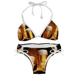TBOUOBT Damen Zweiteilige Bikini Badeanzüge Bademode Badeanzüge,Bier Muster von TBOUOBT