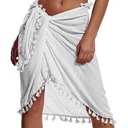 Strand Wrap Sarong Vertuschung Chiffon Badeanzug Wickelröcke Damen Blumendruck Schulterfrei Strandkleid Sommerkleid Bademode Kleid Strandponcho Pareos zum Tragen über Badeanzügen von TBSCWYF