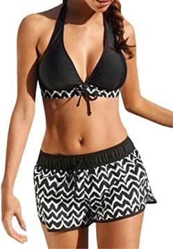 TBSCWYF Damen Bikini Set Rückenfrei Bandeau Tankinis Verstellbar Crossover Ties-up Bikinioberteil High Waist Triangel Bikinihose Zweiteiliger Badeanzug Swimsuit Damen Mehrfarbig Tankini von TBSCWYF