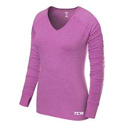 TCA Damen Elle Langarm V-Ausschnitt Laufshirt, Sportshirt und Trainingsshirt - Helles Lila, XL von TCA