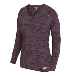 TCA Damen Elle Langarm V-Ausschnitt Laufshirt, Sportshirt und Trainingsshirt - Lila, XL von TCA