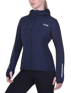 TCA Damen Lauf-Softshelljacke. Reflektierende atmungsaktive Packable-Jacke mit Reißverschlusstaschen - Dunkelblau, S von TCA