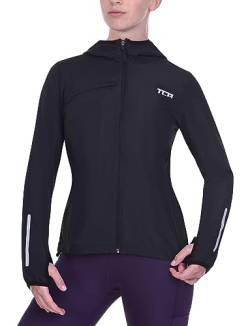 TCA Damen Lauf-Softshelljacke. Reflektierende atmungsaktive Packable-Jacke mit Reißverschlusstaschen - Schwarz, S von TCA