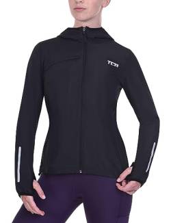 TCA Damen Lauf-Softshelljacke. Reflektierende atmungsaktive Packable-Jacke mit Reißverschlusstaschen - Schwarz, XL von TCA