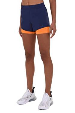 TCA Damen Performance 2-in-1 Laufshorts mit Innerer Kompressionshose und Reißverschlusstasche - Blau, XL von TCA