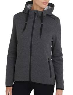 TCA Damen Revolution Hoodie, Sweatjacke mit Kapuze und Reißverschlusstaschen - Grau, L von TCA