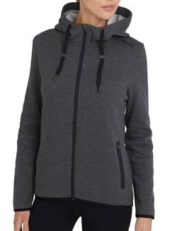 TCA Damen Revolution Hoodie, Sweatjacke mit Kapuze und Reißverschlusstaschen - Grau, XL von TCA