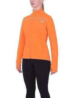 TCA Damen Thermische Radlaufjacke. Reflektierende atmungsaktive winddichte Jacke mit Reißverschlusstaschen - Orange, S von TCA