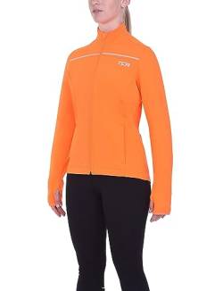 TCA Damen Thermische Radlaufjacke. Reflektierende atmungsaktive winddichte Jacke mit Reißverschlusstaschen - Orange, XS von TCA