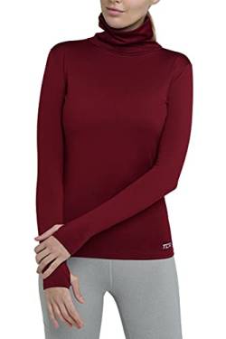 TCA Frauen Winter Langarm Laufshirt mit Reißverschluss - Cabernet, XS von TCA