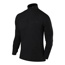 TCA Herren Fusion Pro Quickdry Langarm Lauf Shirt mit Halbem Reißverschluss - Schwarz, XL von TCA