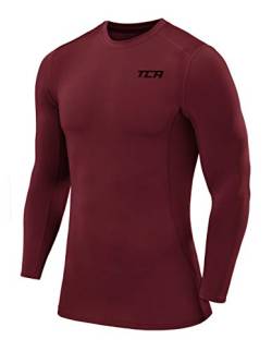 TCA Jungen Langarm Kompressionsshirt mit Thermo Funktion - Cabernet, 10-12 Jahre von TCA