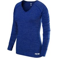 TCA Langarmshirt Damen Laufshirt V-Ausschnitt Langarm - Blau, TCA Sportshirt (1-tlg) von TCA
