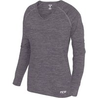 TCA Langarmshirt Damen Laufshirt V-Ausschnitt TCA Elle - Hellgrau (1-tlg) von TCA