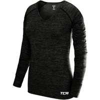 TCA Langarmshirt TCA Damen Langarm V-Ausschnitt Laufshirt - Schwarz (1-tlg) von TCA