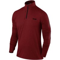 TCA Langarmshirt TCA Herren Laufshirt mit Reißverschluss - Rot/Schwarz, L (1-tlg) von TCA