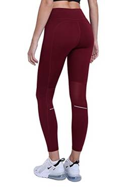 TCA SuperThermo Performance Leggings für Damen, High Waist, Blickdicht Sportleggings mit Handytasche, Laufhose für Yoga & Fitness - Cabernet, L von TCA