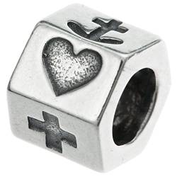 925 Sterling Silber christliches Kreuz Bibel Glaube religiöse Perle für europäische Charm-Armbänder (Hexagon Herz Kreuz Glaube Perle) von TCC Sourcing