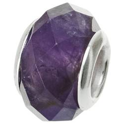 925 Sterling Silber natürlicher Amethyst Februar Geburtstag facettierte Perle für europäische Charm-Armbänder von TCC Sourcing