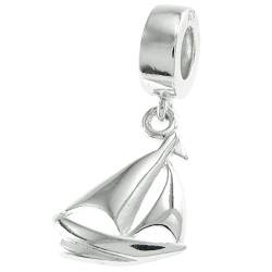 Anhänger/Charm für europäische Charm-Armbänder, 925er Sterlingsilber, Motiv: Jacht/Segelboot von TCC Sourcing