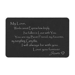 Anodized Aluminum Black Words Cannot Express Love You Forever Personalized Name Text Custom Engrave Metal Wallet Mini Love Insert Gift Note Card von TCC Sourcing
