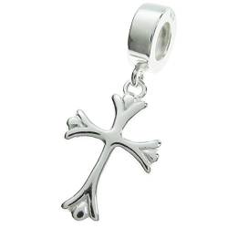 Christliches Kreuz-Anhänger aus 925er Sterlingsilber, für europäische Charm-Armbänder von TCC Sourcing