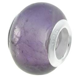 Perle, 925er Sterlingsilber, natürlicher Amethyst, für europäische Charm-Armbänder von TCC Sourcing