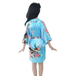 Bademantel Kinder , Satin-Seide Kimono Robe Bademantel MäDchen Japanischen-Stil Blumen-Robe Kinder Bademantel Morgenmantel Lang NachtwäSche Mit GüRtel Morgenmantel NachtwäSche FüR Spa,Hochzeit,Party von TDEOK