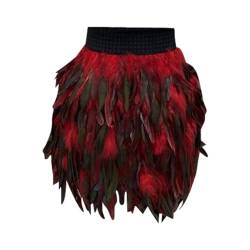 Damen Feather Party Rock Damen Feder Rock Karnevalkostüm Elastische Taille Party Minirock Rabenkostüm Federrock Rocker Karneval KostüM Damen TüTü Damen Rock Damen Tüllrock Damen von TDEOK