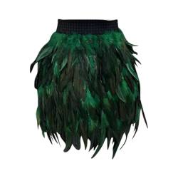 Damen Feather Party Rock Damen Feder Rock Karnevalkostüm Elastische Taille Party Minirock Rabenkostüm Federrock Rocker Karneval KostüM Damen TüTü Damen Rock Damen Tüllrock Damen von TDEOK