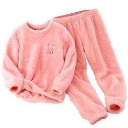 Flauschige Schlafanzug - Hausanzug Kinder MäDchen Kuschelig Pyjama Jungen Zweiteiler Winter Warm Weihnachten Pyjama - Hauskleidung Anzug Kapuze Pullover Hose Set Warme Winter NachtwäSche von TDEOK