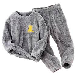 Flauschige Schlafanzug - Hausanzug Kinder MäDchen Kuschelig Pyjama Jungen Zweiteiler Winter Warm Weihnachten Pyjama - Hauskleidung Anzug Kapuze Pullover Hose Set Warme Winter NachtwäSche von TDEOK