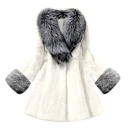 Frauen mittellanger Mantel Mode warm V-Ausschnitt Langarm Mantel lässig solide Mode Top Faux warme Jacken H & M Online Shop (White, L) von TDEOK
