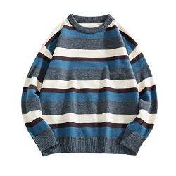 Grunge Sweater Stripes: Oversize Pullover Herren Vintage Grunge Pullover Gestreift-Sweatshirt Ohne Kapuze Langarm Pullover Bunt- Strickpullover Herbst Winter Warm Pulli Oberteile Strickpulli Y2k Top von TDEOK