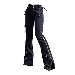 Harajuku Fashion Pants - Jeans Schlafhose Damen High Waist Stretch - Boyfreind Jeans Damen Baggy - Cargohose Y2K Jeanshose Bootcut Jazzpants Damenjeans Hip Hop Jeanshosen Teenager Mädchen Freizeithose von TDEOK