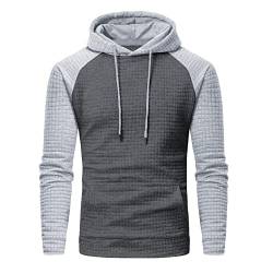 Kapuzenpulli Herren Hoodie Pullover Klassisch Sweatshirt Kaputze mit Waffelmuster Klassisch Langarm Basic Hoodie Unisex Kapuzenpulli mit Tasche Farbblock Sportjacke Slim Fit von TDEOK