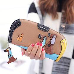 Marke Portemonnaie berühmte Geldbörse Frauen Tasche Frauen Designer Comic Hund Geldbörse Brieftasche Damen Groß Billig (Coffee, One Size) von TDEOK