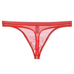 String Herren Sexy Offen Transparenter Tanga für Herren, dünnes Mesh, sexy Unterwäsche Sexy Reizwäsche Frau (Red, XXXL) von TDEOK