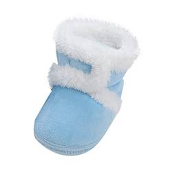 TDEOK Baby Boots 20 Baby-Kleinkind-Schuhe aus Fleece, warme Stiefeletten, Modedruck, rutschfeste, atmungsaktive Nude-Stiefel Warme Baby Winterschuhe (Light Blue, 23 Toddler) von TDEOK