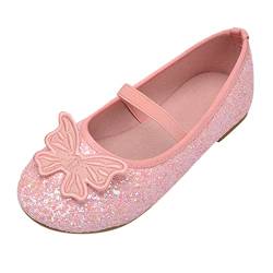 TDEOK Ballerinas Mädchen Strap Flache Schuhe Ballerinas Prinzessin Schuhe Kommunionschuhe Flache Schulschuhe mit Schleife Pailletten Prinzessin Schuhe Partys Hochzeiten für Kleinkind von TDEOK