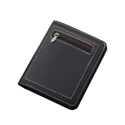 TDEOK Brieftasche Klein vertikale Reißverschluss-Brieftasche für Herren Geldbörsen Herren Groß (Black-A, One Size) von TDEOK