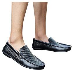TDEOK Business Schuhe Herren Schwarz Slipper atmungsaktive Bohrung Schuhe für Herren Club C Herren Schuhe (Black, 41) von TDEOK