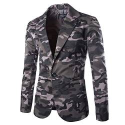 TDEOK Camouflage Sakko Herren Blazer Anzugjacke Sportlich Stilvolle Regular Fit Anzug Fashion Blazer Männer Leicht Jacke Klassisch Anzugjacke Freizeitjacke Sportjacke von TDEOK