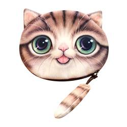 TDEOK Coinprint-Taschen Heckhandtasche ändern Sie 3D Cute Katze Frauen Mädchen Note 9 Handyhülle Brieftasche (Brown, One Size) von TDEOK
