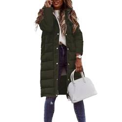 TDEOK Daunenmantel Damen Leicht Lang Daunenjacke Outdoor Steppjacke Stehkragen Winterparka Elegant Longmantel Frühling Winter Übergangsjacke Warm Winterjacke Große Größen Wintermantel Winddicht Coat von TDEOK