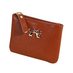 TDEOK Fashion Clip Wallet Vintage Rindsleder Lange Handtasche Damen Mini Handytasche Damentasche und Geldbörse Ledergeldbörse Herren 1 in Geldbörsen (Brown, One Size) von TDEOK